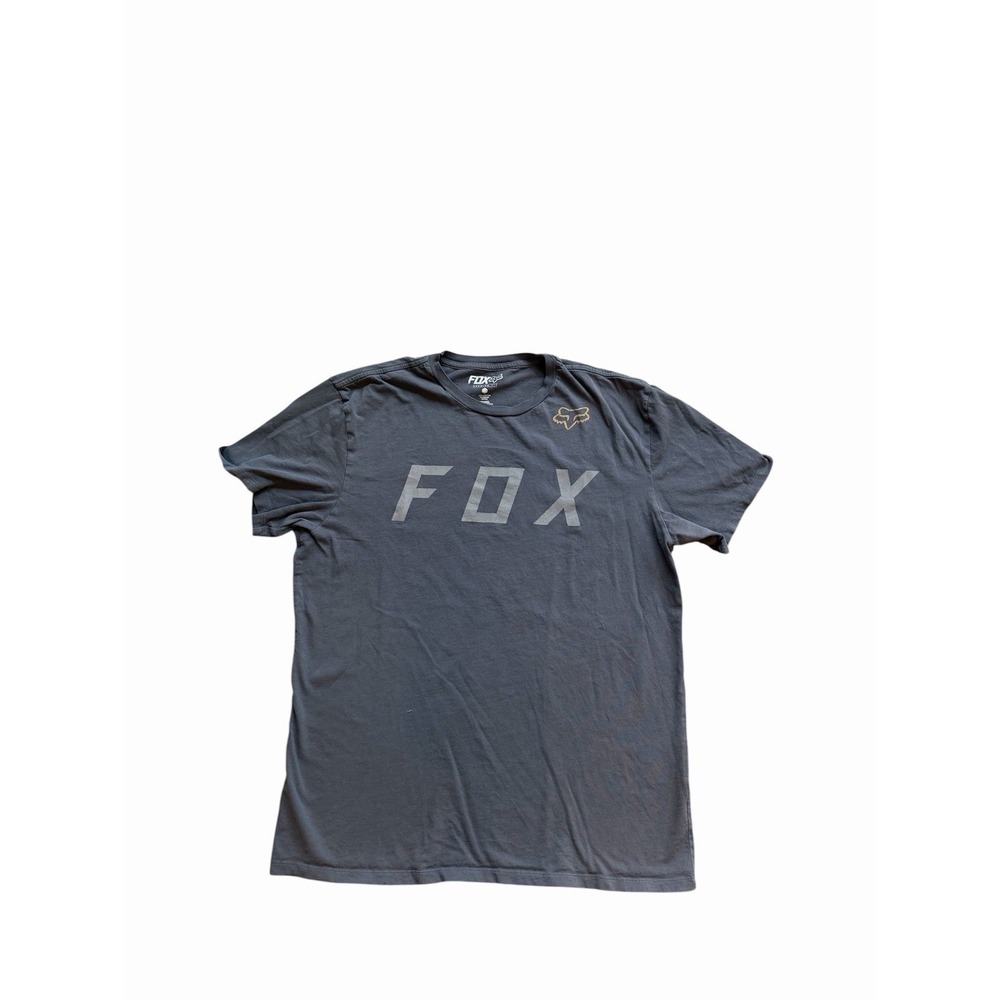 Fox Men's Gray Racing T Shirt- Fox Logo Men's XL 100% Cotton